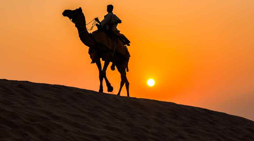 Sunset in sand dunes